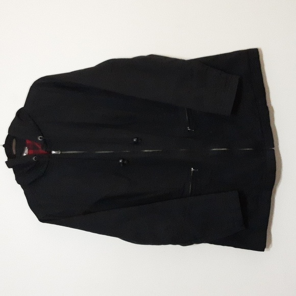 Vintage Women within jacket hooded plaid 14/16 flannel linen black comfy Outdoor - Picture 1 of 8